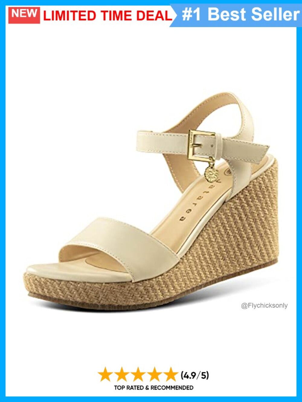 Genuine Cow Napa Leather Wedge Sandals Round Toe Buckle Ankle Strap